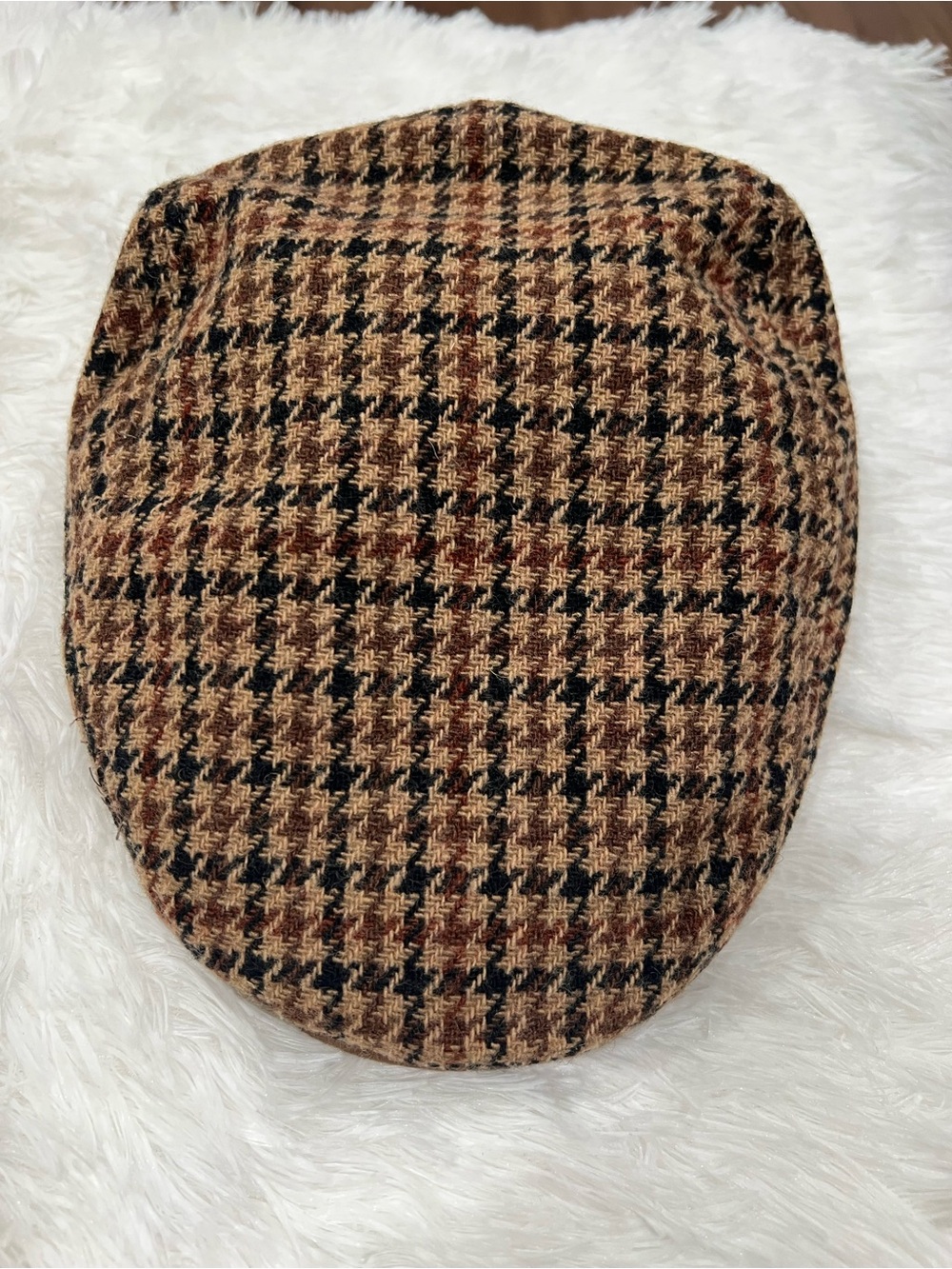 Scala Brown and Black Houndstooth Flat Cap